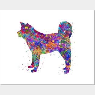 Akita dog watercolor Posters and Art